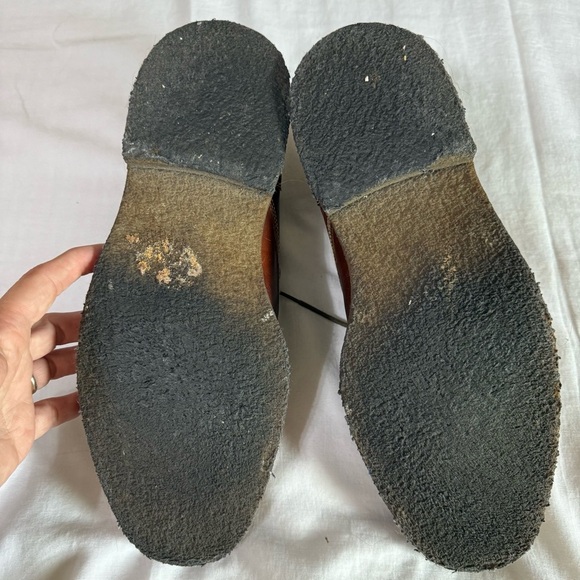 JOHNSTON & MURPHY Brown Leather Chukka Boots Sheepskin Gum Soles 10.5 Cushioned - Picture 6 of 9